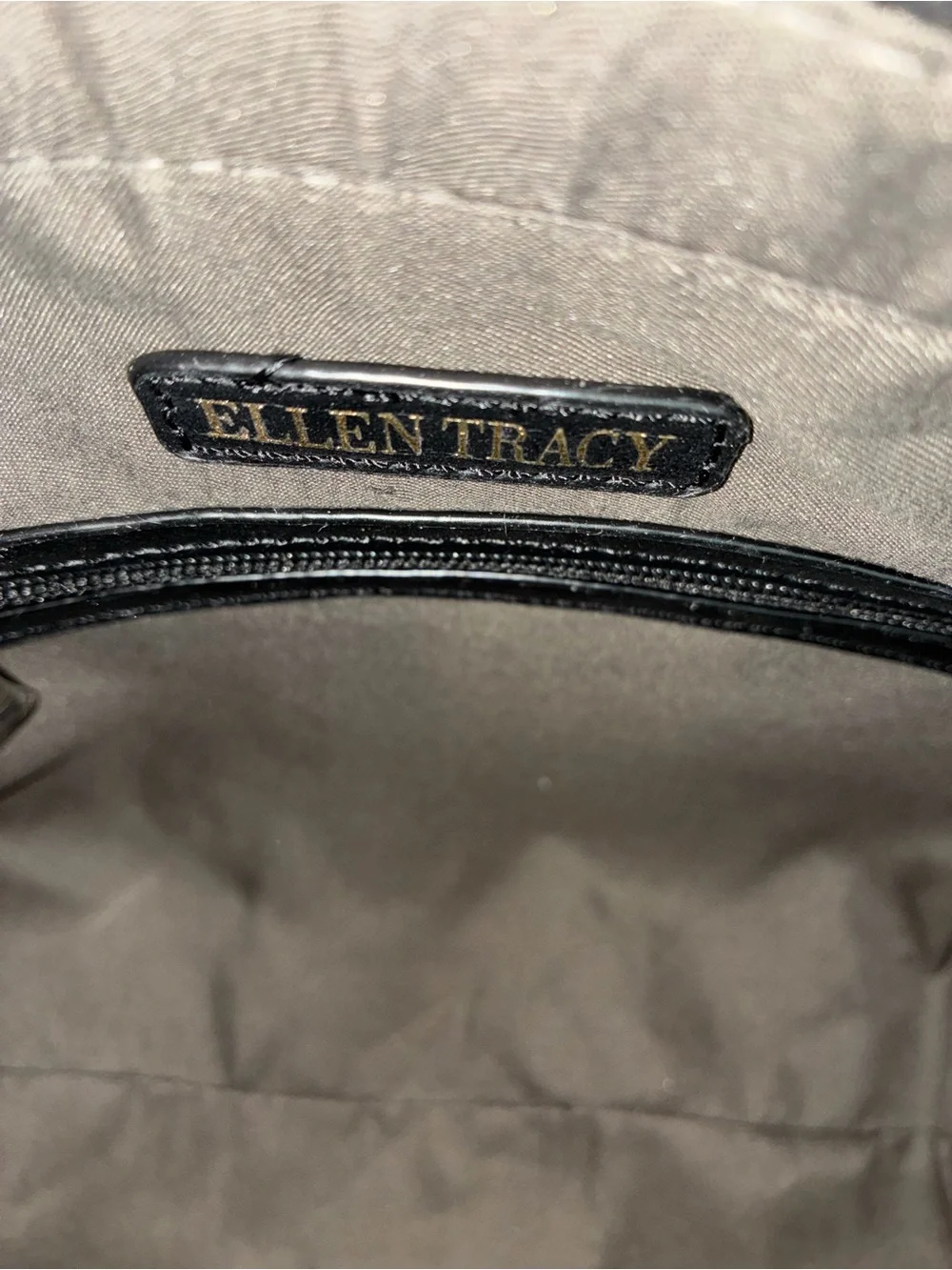 Ellen Tracy Black Quilted and Studded Top-Handle Satchel with Gold Accents